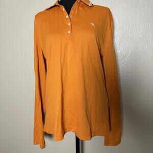 Modern Golfcore Stretch Piqué Long Sleeve Polo Slim Fit Burnt Orange